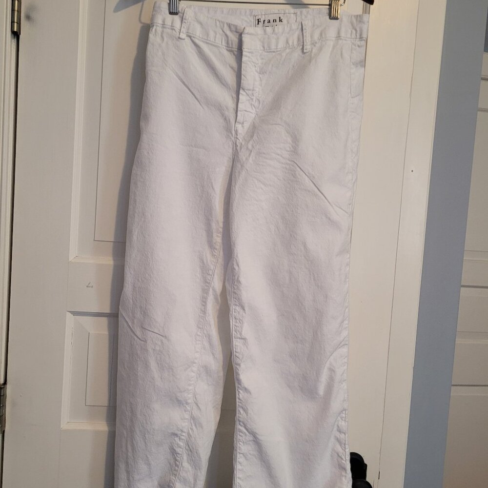 Frank & Eileen Wexford Wide Leg Italian Performance Linen Pant Size 8 White